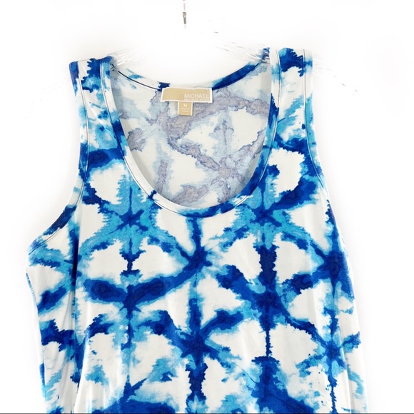 MICHAEL Michael Kors White/Blue Studded Tank Top, Tie Dye/Ink Blots, Size Medium - Picture 9 of 10